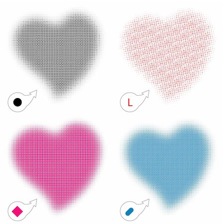 simsearch:400-04886615,k - Halftone background for design with heart shape, other filling - round, square, line, letter, vector iilustration Stock Photo - Budget Royalty-Free & Subscription, Code: 400-04687633