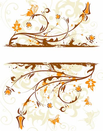 simsearch:400-04290504,k - Abstract grunge floral frame with butterfly, element for design, vector illustration Photographie de stock - Aubaine LD & Abonnement, Code: 400-04687661