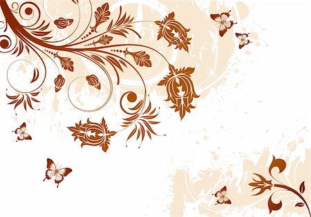 simsearch:400-04318469,k - Grunge floral frame with butterfly, element for design, vector illustration Stock Photo - Budget Royalty-Free & Subscription, Code: 400-04687708