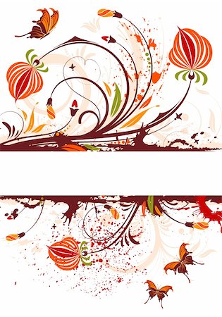 simsearch:400-04318469,k - Grunge flower frame with butterfly, element for design, vector illustration Stock Photo - Budget Royalty-Free & Subscription, Code: 400-04687718
