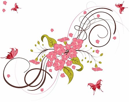 simsearch:400-04318469,k - Flower Background with Butterfly, element for design, vector illustration Foto de stock - Super Valor sin royalties y Suscripción, Código: 400-04687762