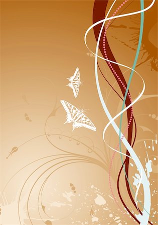 simsearch:400-04318469,k - Wave Background with butterfly and floral, element for design, vector illustration Foto de stock - Super Valor sin royalties y Suscripción, Código: 400-04687795