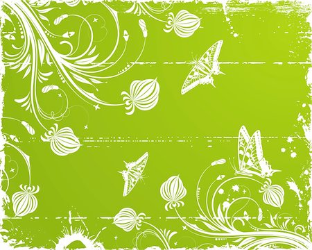 simsearch:400-04687797,k - Grunge paint floral frame with butterfly, element for design, vector illustration Stock Photo - Budget Royalty-Free & Subscription, Code: 400-04687797