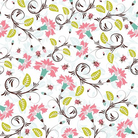 simsearch:400-05686210,k - Flower seamless pattern with ladybug, element for design, vector illustration Stock Photo - Budget Royalty-Free & Subscription, Code: 400-04687802