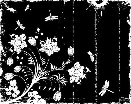 simsearch:400-04687732,k - Grunge paint flower frame with dragonfly, element for design, vector illustration Photographie de stock - Aubaine LD & Abonnement, Code: 400-04687857