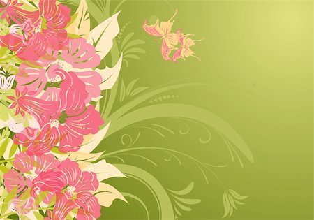 simsearch:400-04318469,k - Floral background with butterfly (no transparency), element for design, vector illustration Foto de stock - Super Valor sin royalties y Suscripción, Código: 400-04687858