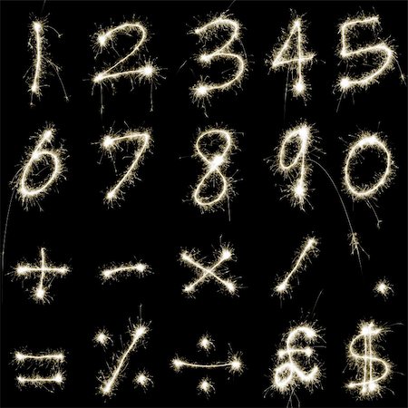 subtracting - numeric characters and symbols composed of sparkler trails Stock Photo - Budget Royalty-Free & Subscription, Code: 400-04688037