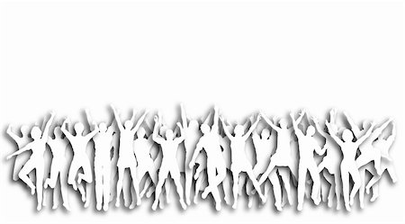 simsearch:400-05118638,k - Illustration of cutout people jumping in celebration Stock Photo - Budget Royalty-Free & Subscription, Code: 400-04688797