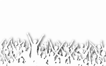 simsearch:400-05118638,k - Illustrated silhouettes of white cutout cheering people Stock Photo - Budget Royalty-Free & Subscription, Code: 400-04688946