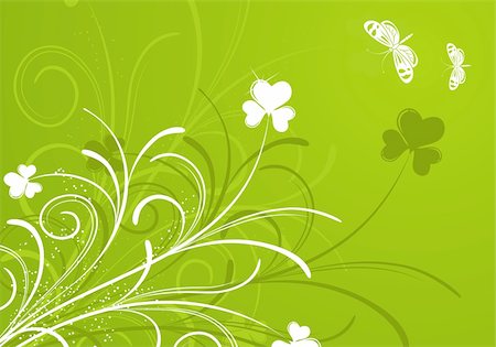 filigree designs in trees and insects - Floral background with butterfly for design, vector illustration Stock Photo - Budget Royalty-Free & Subscription, Code: 400-04689214