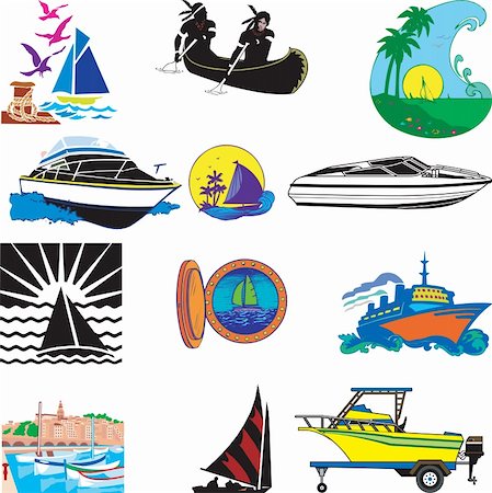 Vector Illustration of 12 different types of Boats. Stock Photo - Budget Royalty-Free & Subscription, Code: 400-04689409