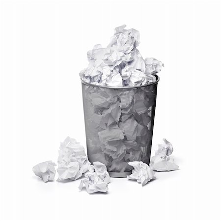 A trashcan full of crumpled paper Stock Photo - Budget Royalty-Free & Subscription, Code: 400-04680138