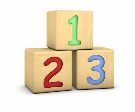 simsearch:600-02346205,k - Wood blocks with 123 numbers on a white background. Part of a series. Stock Photo - Budget Royalty-Free & Subscription, Code: 400-04680242