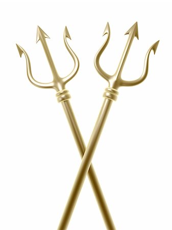 golden tridents of Poseidon crossing  isolated on white background Stock Photo - Budget Royalty-Free & Subscription, Code: 400-04680941