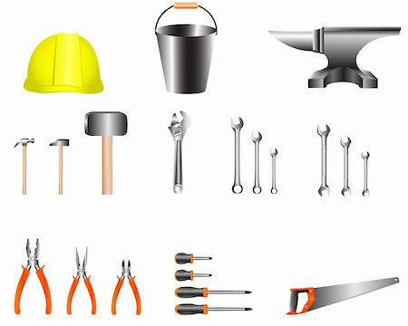 simsearch:400-06560568,k - Set of necessary tools for the worker isolated over white Photographie de stock - Aubaine LD & Abonnement, Code: 400-04694344