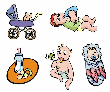 simsearch:400-06751007,k - Set of cartoon drawing of children, babies, different activities, vector illustration Stock Photo - Budget Royalty-Free & Subscription, Code: 400-04694888