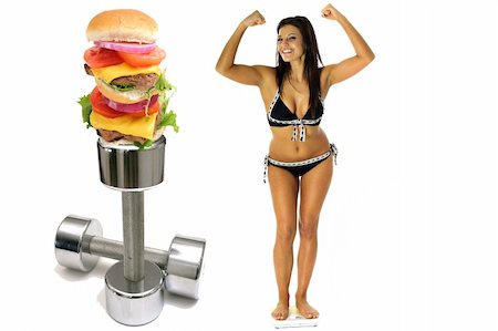 fat woman in bathing suit - workout burger brunette in bikini Stock Photo - Budget Royalty-Free & Subscription, Code: 400-04697048