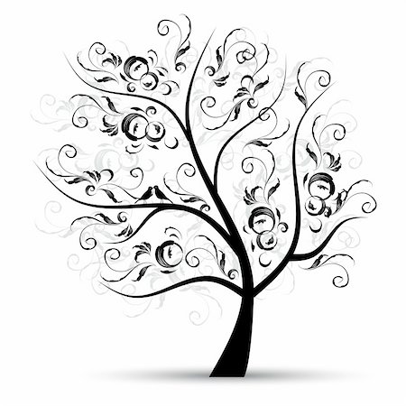 simsearch:400-04595330,k - Art tree beautiful, black silhouette Stock Photo - Budget Royalty-Free & Subscription, Code: 400-04697861