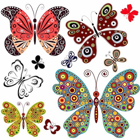 simsearch:400-05706564,k - Set abstract butterflies for design on white (vector) Stock Photo - Budget Royalty-Free & Subscription, Code: 400-04698595