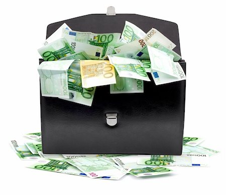 simsearch:400-04011910,k - Black briefcase with money on a white background Stock Photo - Budget Royalty-Free & Subscription, Code: 400-04699794
