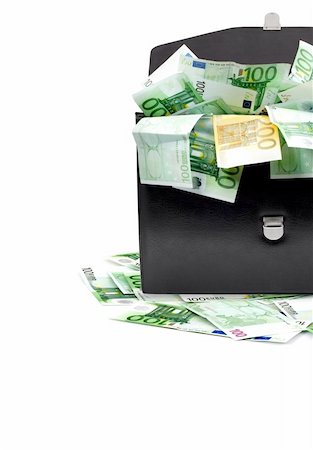 simsearch:400-04011910,k - Black briefcase with money on a white background Stock Photo - Budget Royalty-Free & Subscription, Code: 400-04699797