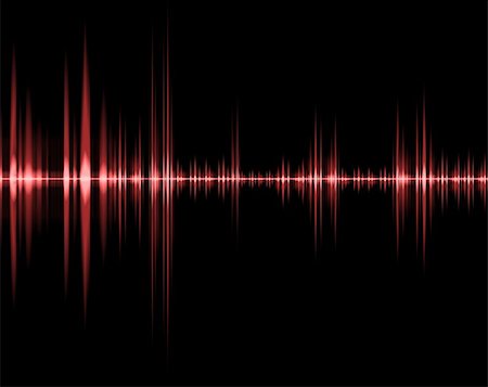 red wave of sound isolated in a black background Stock Photo - Budget Royalty-Free & Subscription, Code: 400-04690818