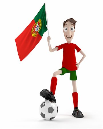 portugal soccer ball - Smiling cartoon style soccer player with ball and Portugal flag Stock Photo - Budget Royalty-Free & Subscription, Code: 400-04691396