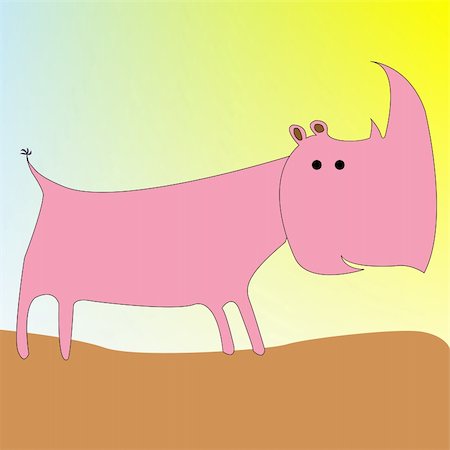 simsearch:400-08255624,k - drawing of a rhino, vector art illustration Stock Photo - Budget Royalty-Free & Subscription, Code: 400-04691419