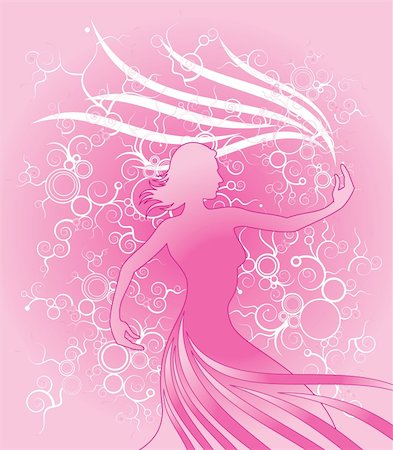 girl silhouette in the flower decorative wallpaper Stock Photo - Budget Royalty-Free & Subscription, Code: 400-04691500