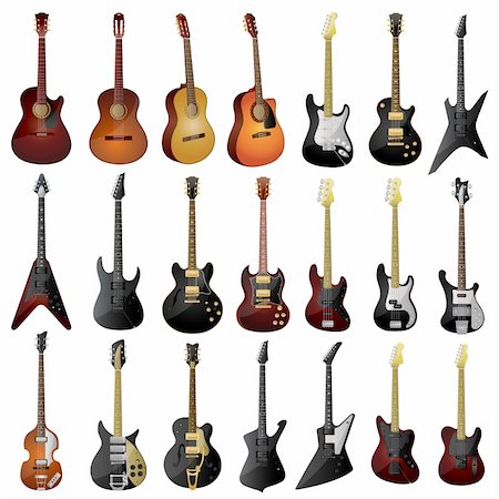 Set of isolated guitars. Stock Photo - Budget Royalty-Free & Subscription, Code: 400-04692291