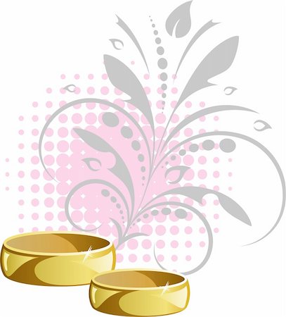 Wedding rings on floral background. EPS 8, AI, JPEG Photographie de stock - Aubaine LD & Abonnement, Code: 400-04692494