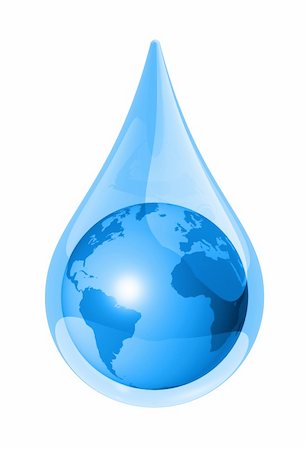 world globe map in a water drop isolated on white. 3D ecology symbol Stock Photo - Budget Royalty-Free & Subscription, Code: 400-04692716