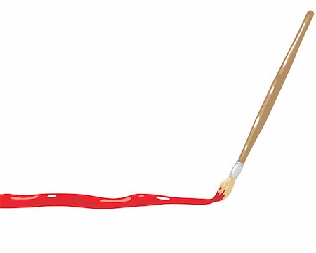paint brush line art - a hand drawn illustration of a paintbrush painting a red line on a white background Stock Photo - Budget Royalty-Free & Subscription, Code: 400-04693537