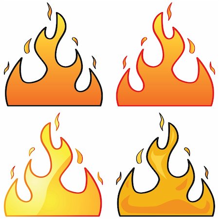 Set with four different styles of flame illustrations Stock Photo - Budget Royalty-Free & Subscription, Code: 400-04704399