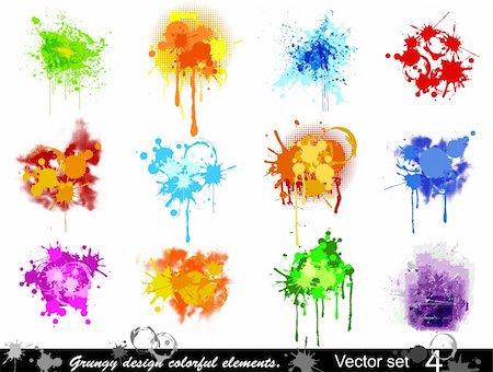 Grungy design colorful elements. Vector illustration set (4) Stock Photo - Budget Royalty-Free & Subscription, Code: 400-04704431