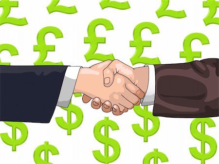 simsearch:640-03262464,k - Illustration of shaking hands over a background of Pound and Dollar symbols Stock Photo - Budget Royalty-Free & Subscription, Code: 400-04704510