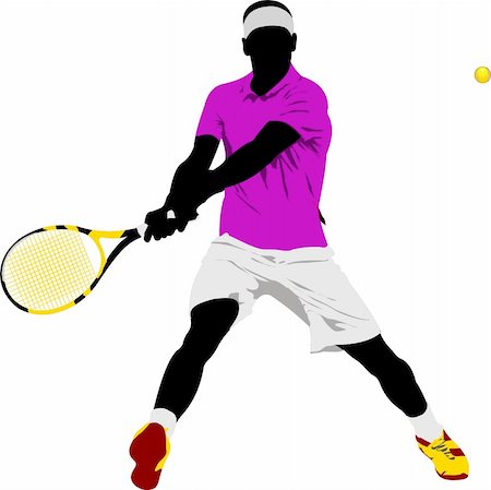 simsearch:400-05277759,k - Tennis player. Colored Vector illustration for designers Stock Photo - Budget Royalty-Free & Subscription, Code: 400-04706388