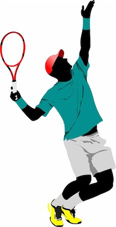 simsearch:400-05277759,k - Tennis player. Colored Vector illustration for designers Stock Photo - Budget Royalty-Free & Subscription, Code: 400-04706389