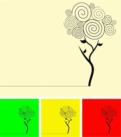 simsearch:400-04595330,k - Set art swirl tree , black silhouette. Vector illustration Stock Photo - Budget Royalty-Free & Subscription, Code: 400-04707558