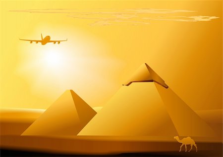 simsearch:400-04121488,k - Vector desert,camel,jet, piramid. Used gradients and blends. Foto de stock - Super Valor sin royalties y Suscripción, Código: 400-04708521