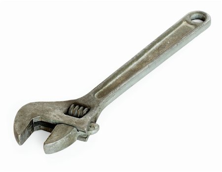 Old adjustable spanner isolated on white background Stock Photo - Budget Royalty-Free & Subscription, Code: 400-04708546