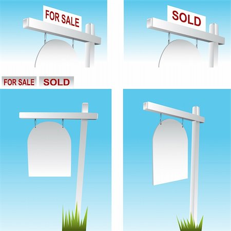 sold sign - A 3D image of real estate signs. Photographie de stock - Aubaine LD & Abonnement, Code: 400-04709389