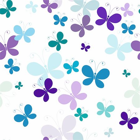 simsearch:400-05741762,k - Seamless white pattern with silhouettes translucent butterflies (vector EPS 8) Stock Photo - Budget Royalty-Free & Subscription, Code: 400-04709733