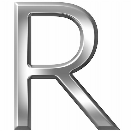fancy letters - 3d silver letter R isolated in white Stock Photo - Budget Royalty-Free & Subscription, Code: 400-04700617