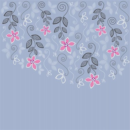 Blue And Pink Floral Greeting Card vector illustration Stock Photo - Budget Royalty-Free & Subscription, Code: 400-04700786