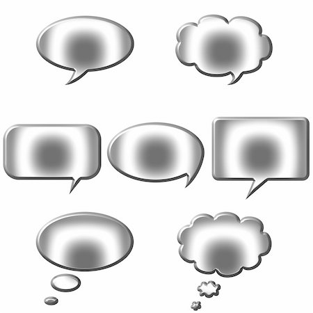 simsearch:400-04320168,k - 3d silver speech and thought bubbles isolated in white Stock Photo - Budget Royalty-Free & Subscription, Code: 400-04701286