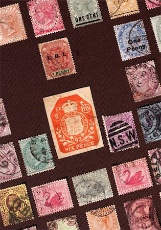 simsearch:400-04832369,k - Close up of ancient old postal stamps Photographie de stock - Aubaine LD & Abonnement, Code: 400-04701878