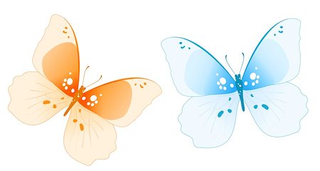 simsearch:400-06912266,k - drawing of beautiful color butterfly and blue butterfly Stock Photo - Budget Royalty-Free & Subscription, Code: 400-04702771