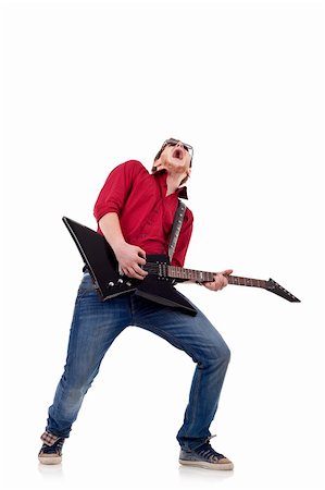 simsearch:400-04863651,k - picture of a passionate guitarist playing isolated on white Stock Photo - Budget Royalty-Free & Subscription, Code: 400-04702930