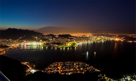 rio skyline - Night views of Rio De Janeiro Brazil from Sugar Loaf Mountain Stock Photo - Budget Royalty-Free & Subscription, Code: 400-04702964